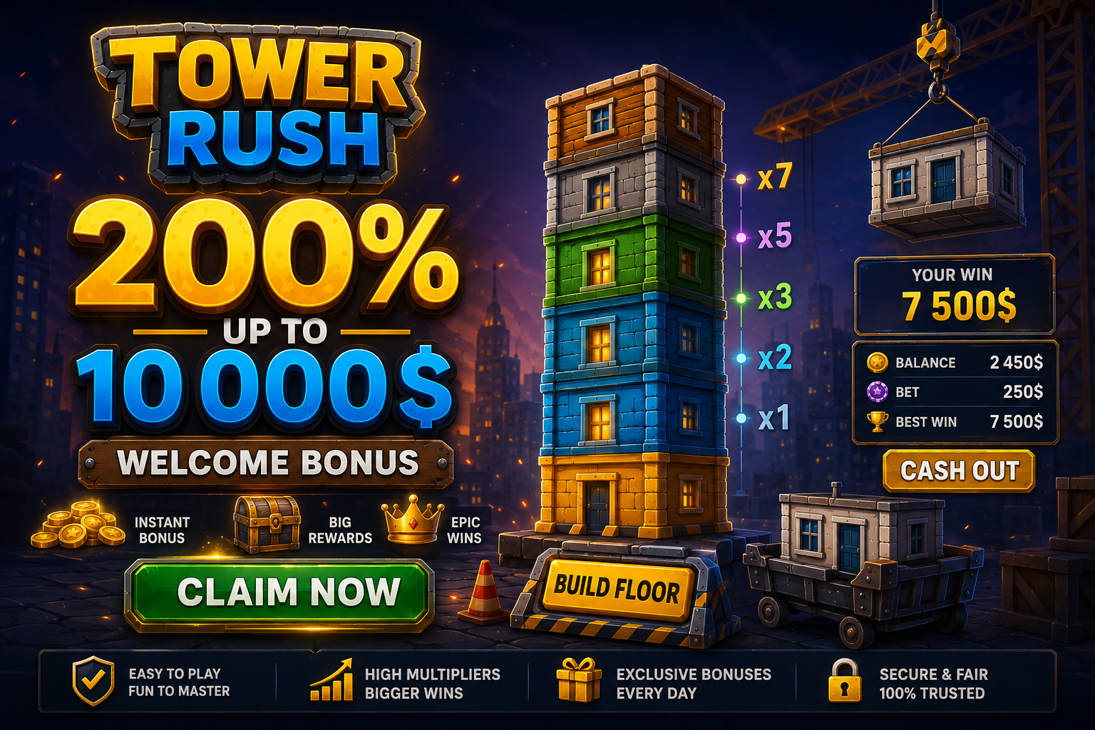Tower Rush oyunu karşılama bonusu